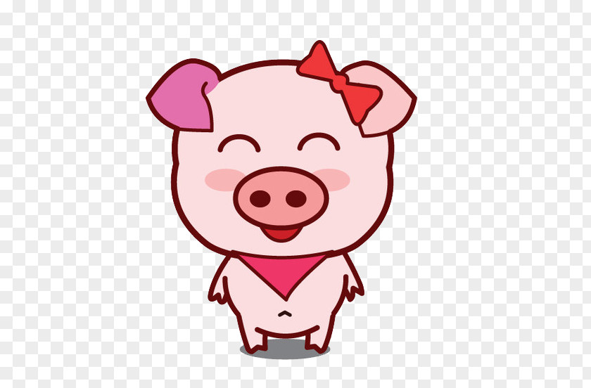 Hand-painted Smiling Pig Silhouette Cartoon Domestic Clip Art PNG