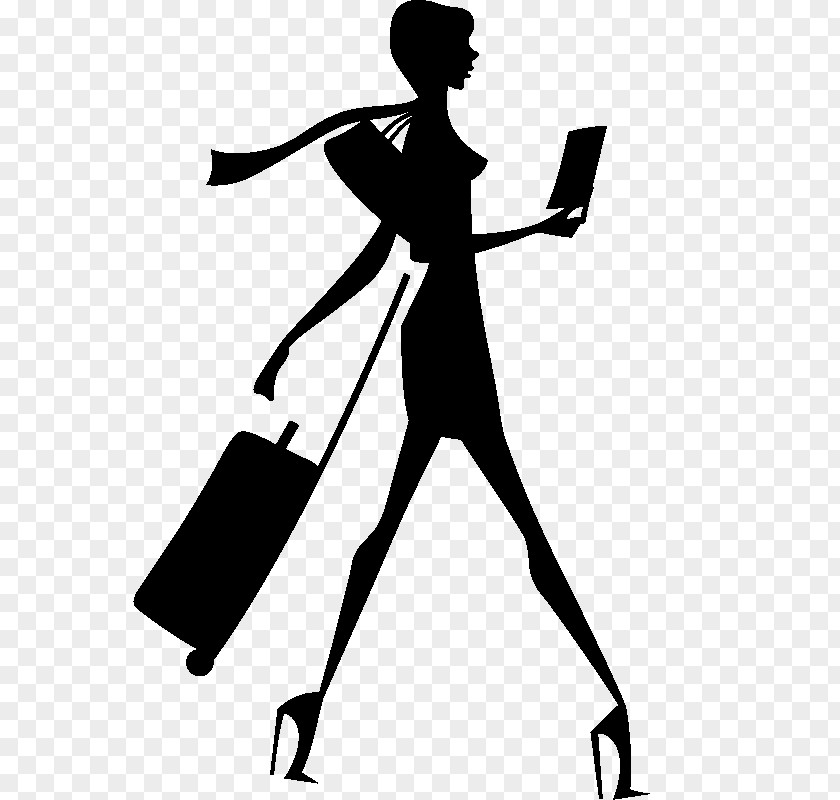 Sticker Vector Suitcase Silhouette Hotel Woman PNG