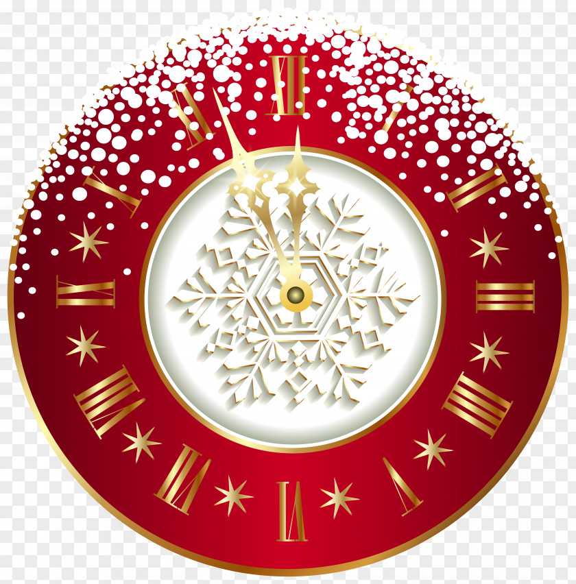Red New Year Clock Clipart Image Christmas Clip Art PNG