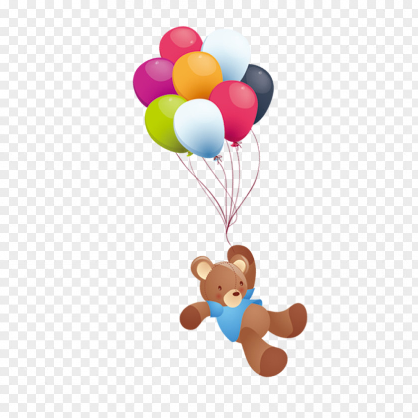 Bear With Balloon Was Flying PNG