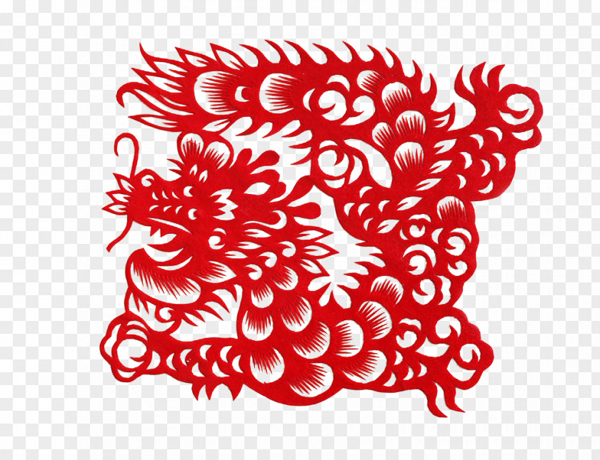 Four-claw Dragon Paper-cut Chinese Visual Arts PNG