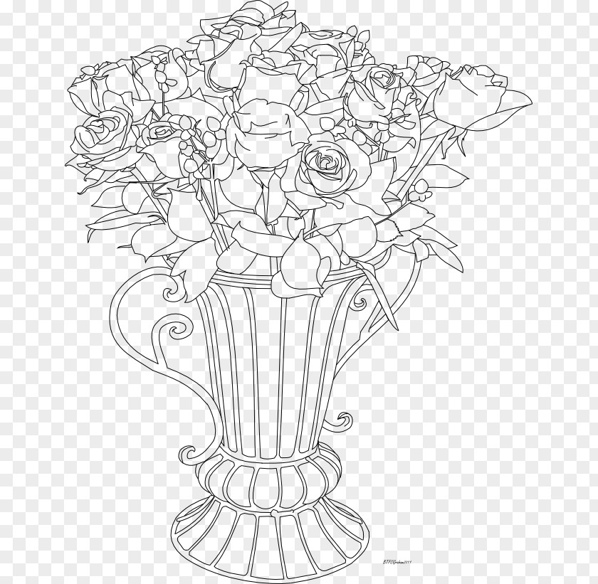 Rose Flower Pots Drawing Flowerpot Vase Art Sketch PNG