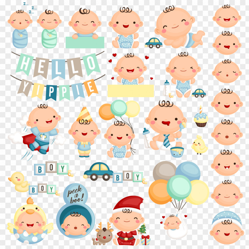 Decorative Vector Cartoon Baby Infant Clip Art PNG