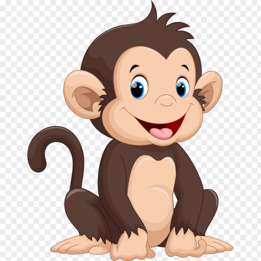 Happy Little Monkey Cartoon Drawing Illustration PNG