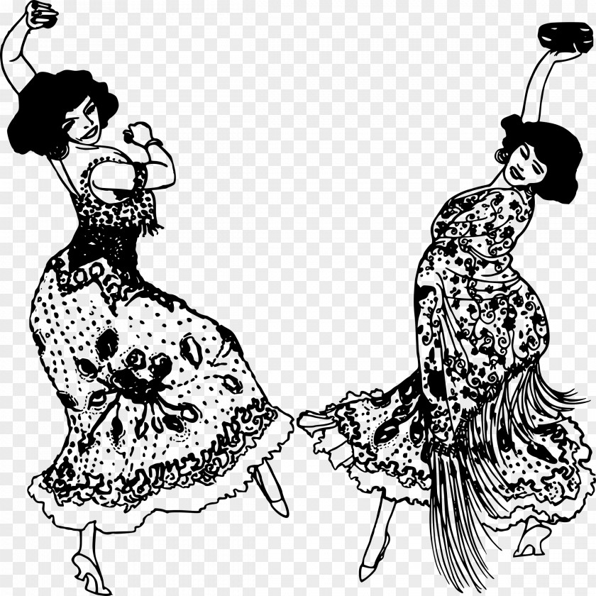 Mexican Dance Spain Black And White Clip Art PNG