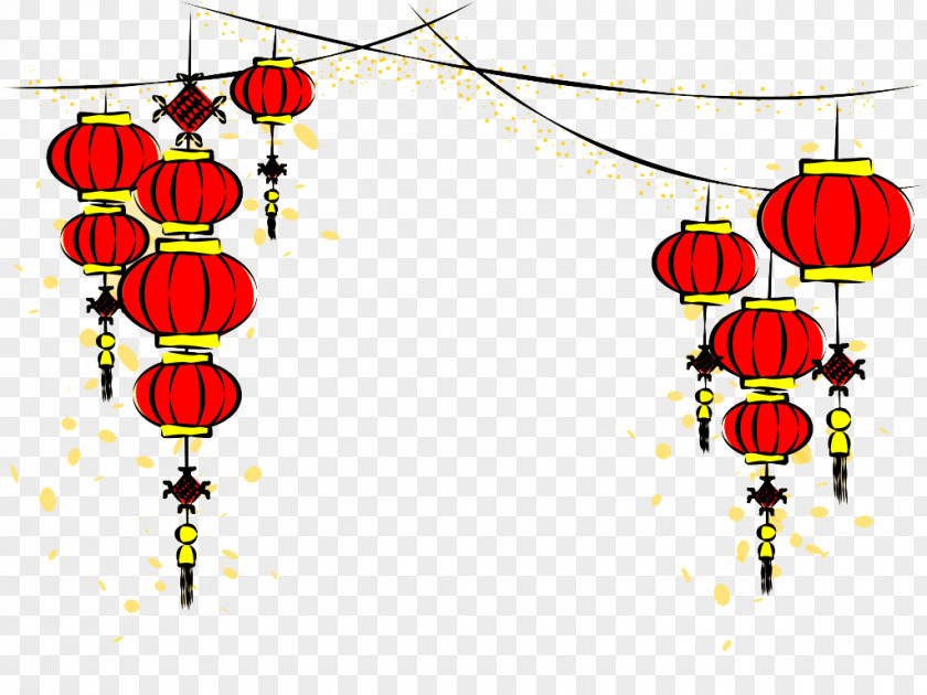 Chinese New Year Festive Lanterns Painted Material Paper Lantern Light PNG