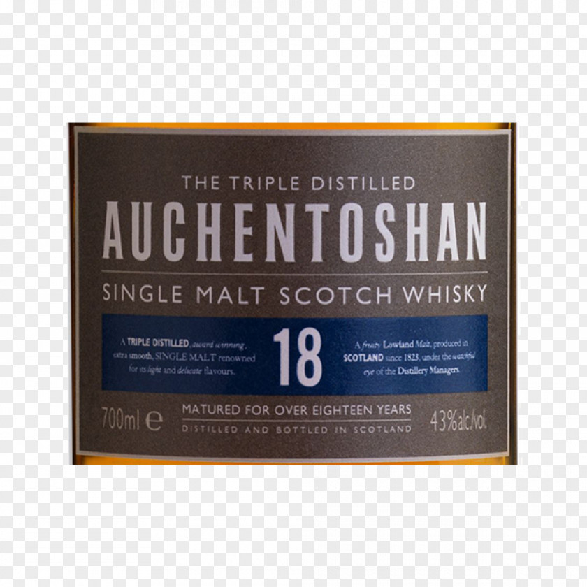 18 Years Old Auchentoshan Distillery Single Malt Scotch Whisky Scottish Lowlands PNG