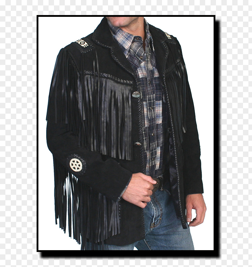 Continental Fringe Leather Jacket Coat Suede PNG