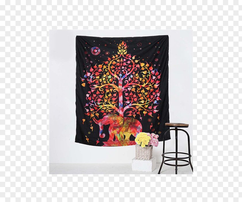 Elephant Mandala Tapestry Wall House Blanket PNG