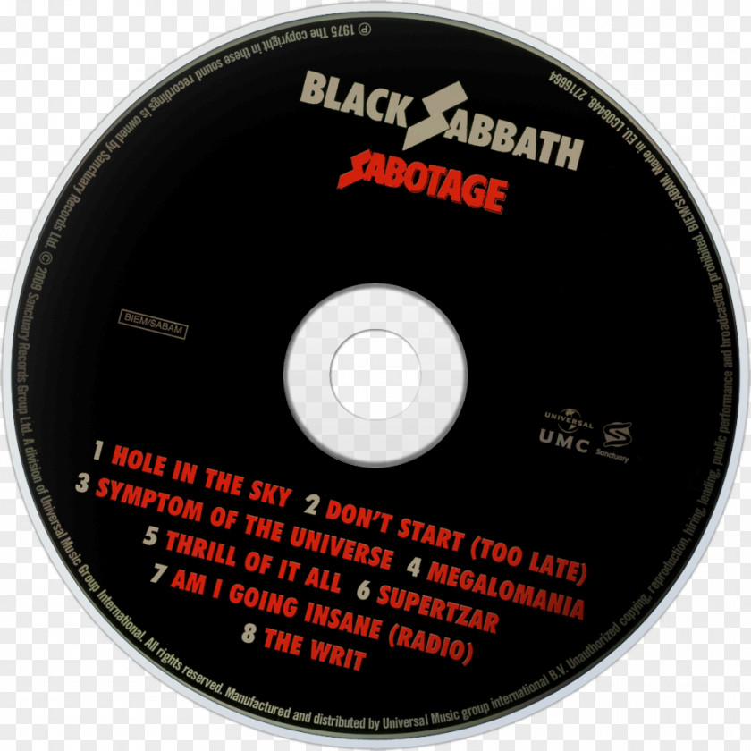 Sabbath Bloody Compact Disc Black Box: The Complete Original Album Sabotage PNG