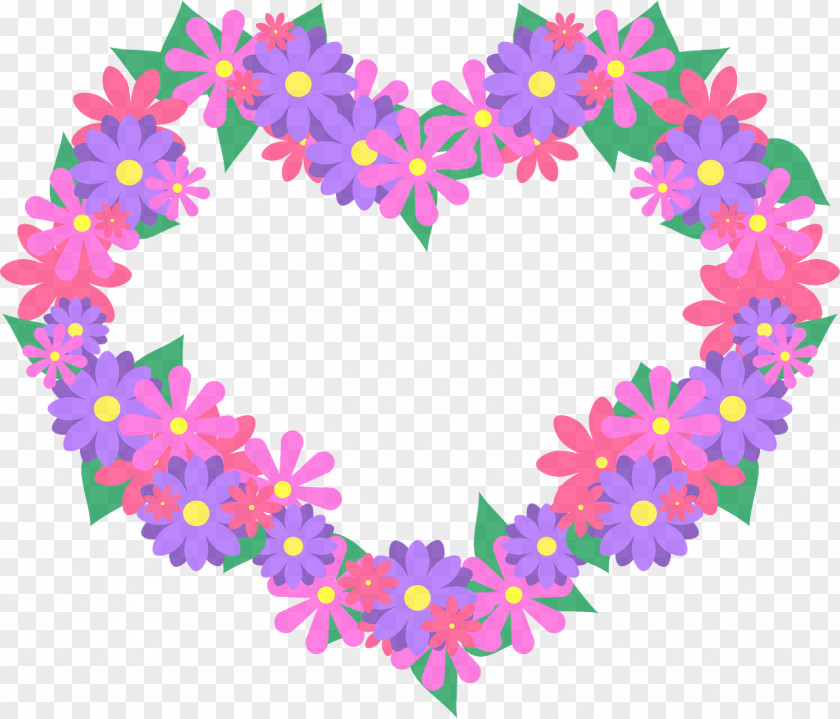 Wreath Flower Heart Pink Lei Clip Art PNG