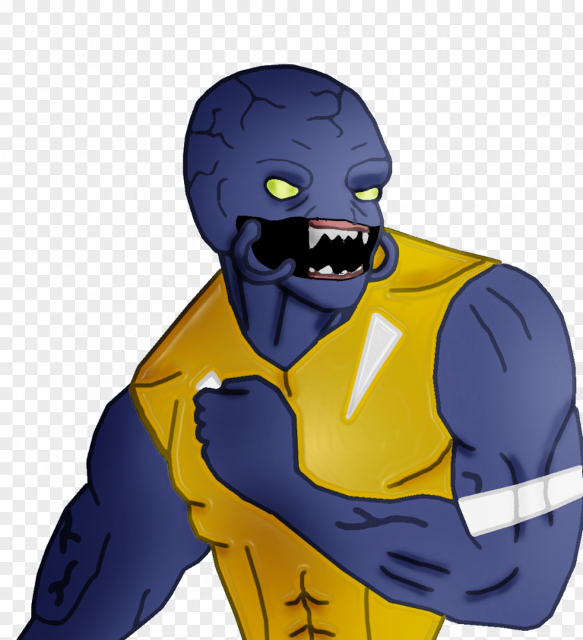 Bodybuilding Cobalt Blue Cartoon Superhero Character PNG