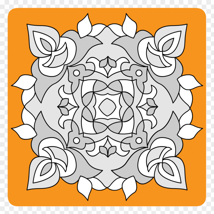 Coloring Book Rectangle Flower Line Art PNG