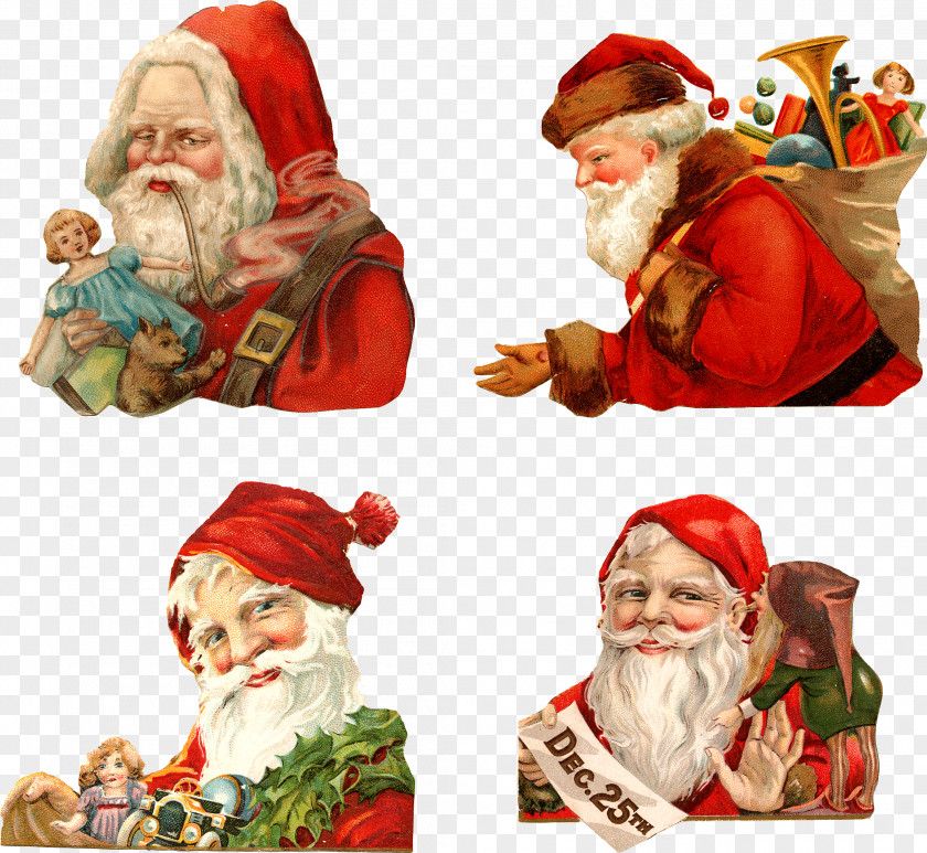 Santa Claus Paper Heirloom Christmas Ornaments Stickers Magical Mandalas Traditional PNG