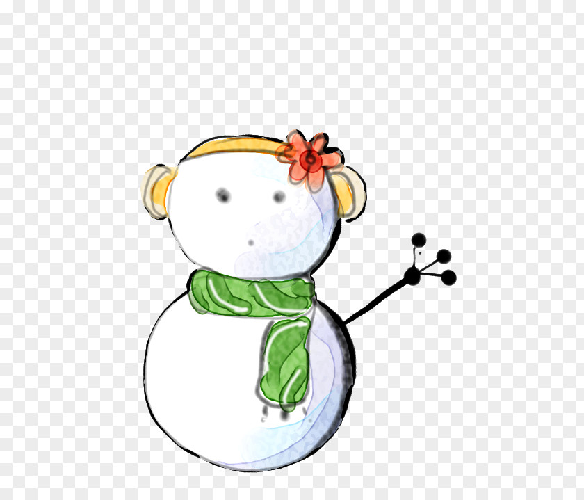 Creative Green Scarf Snowman PNG