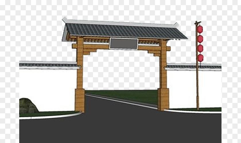 Design Of Chinese Wind Farm China Building Model Gate Architecture PNG