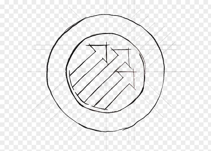 Circle Line Art Drawing White PNG