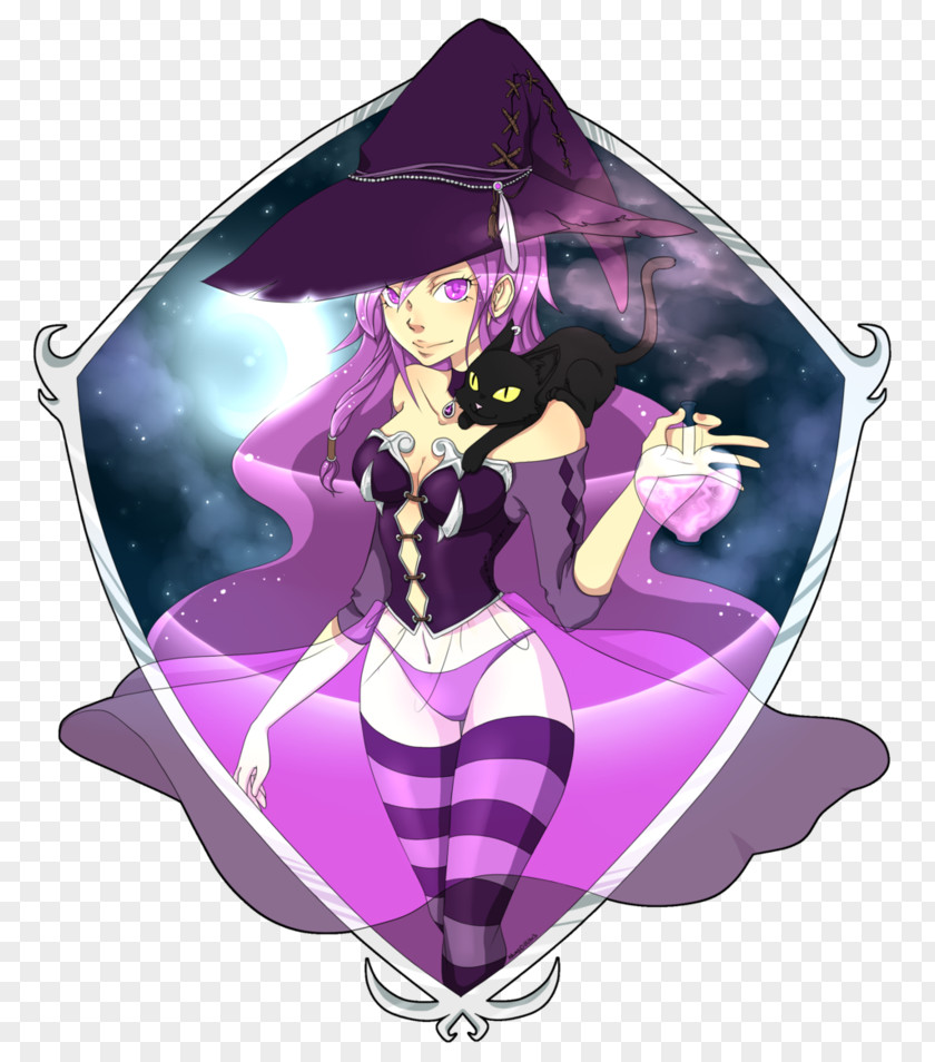 Witch Cat Witchcraft Image Digital Art Illustration PNG