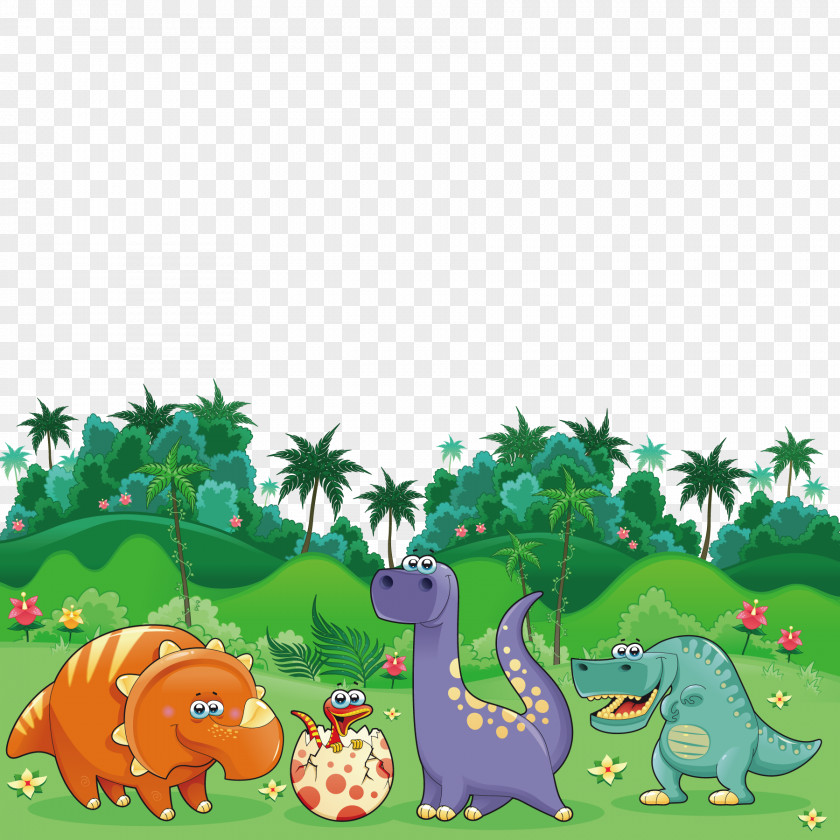 Cartoon Dinosaurs Triceratops Dinosaur Illustration PNG