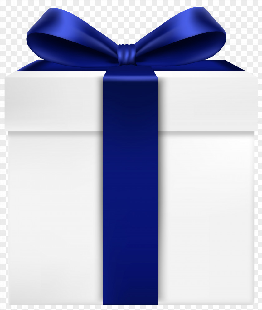 White Gift Box With Blue Bow Transparent Clip Art Image Ribbon PNG