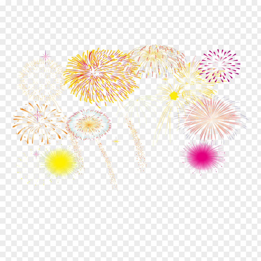 Chinese New Year Festive Fireworks Vector Material Adobe PNG