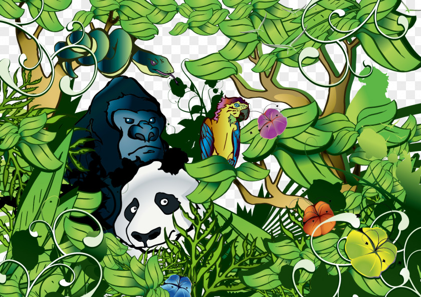 Jungle Animals Giant Panda Forest Animal Clip Art PNG