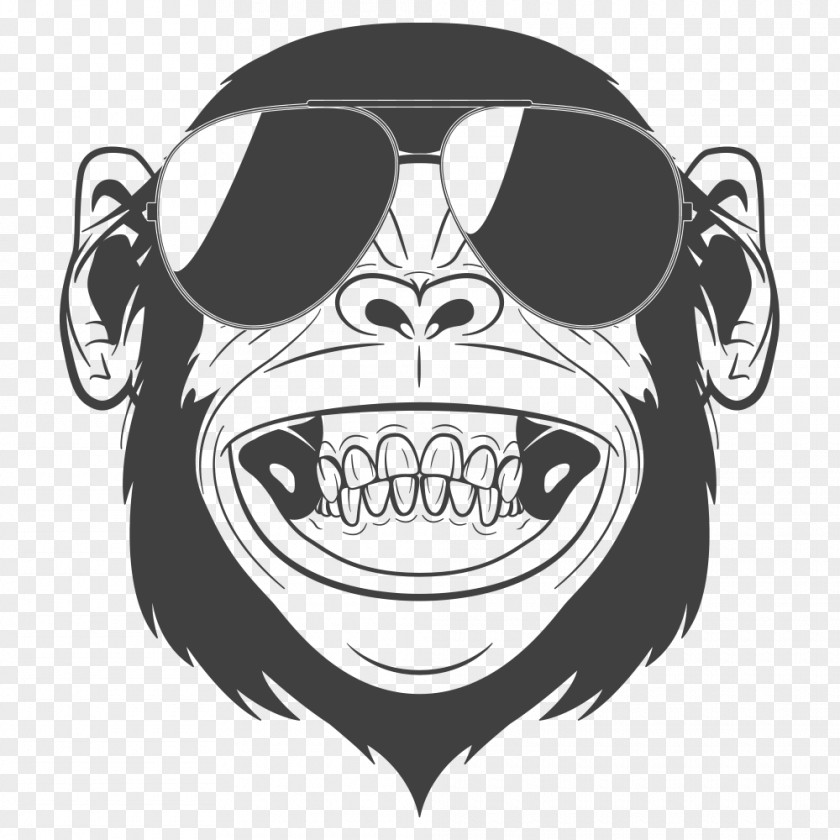 Laughing Orangutan Chimpanzee Monkey Headphones Clip Art PNG