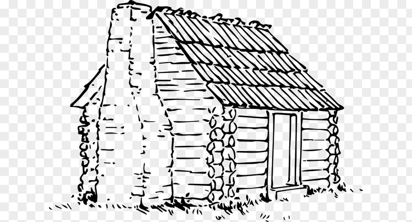Thatched Roof Drawing Log Cabin House Building PNG