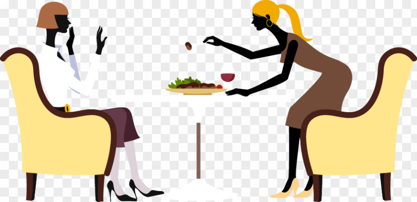 Two Beautiful Slim Woman Dining Clip Art PNG