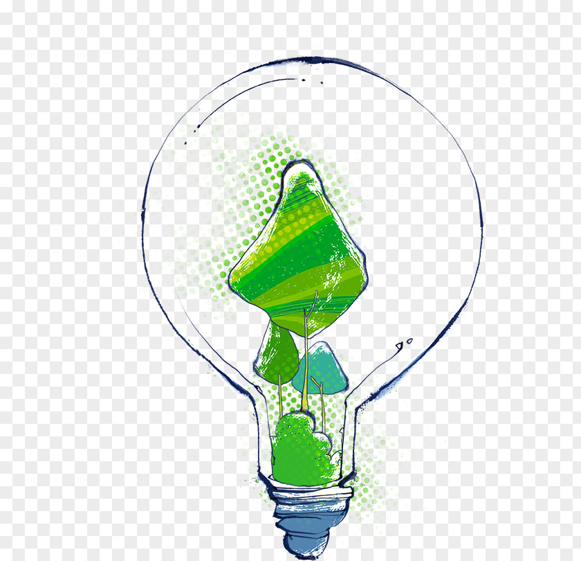 Green Light Bulb Idea Incandescent Environmental Protection Illustration PNG