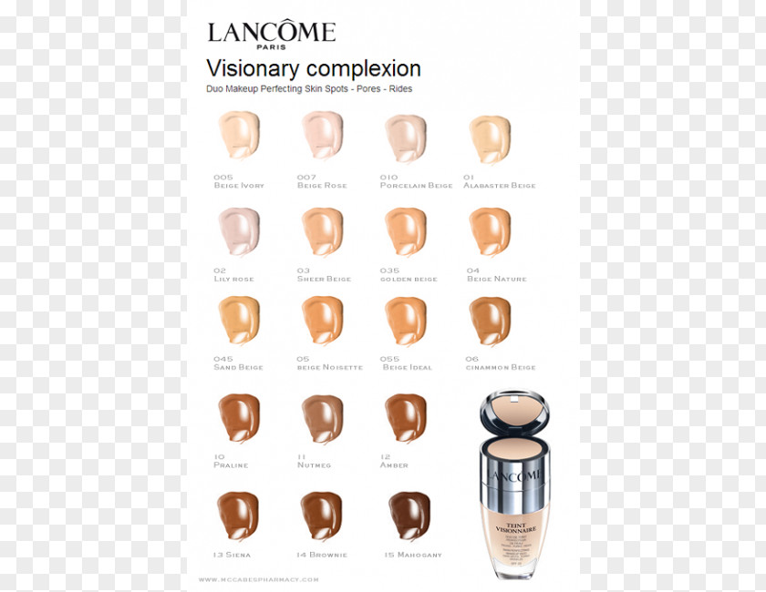 Shading Card Lancôme Teint Visionnaire Foundation Sunscreen Miracle PNG