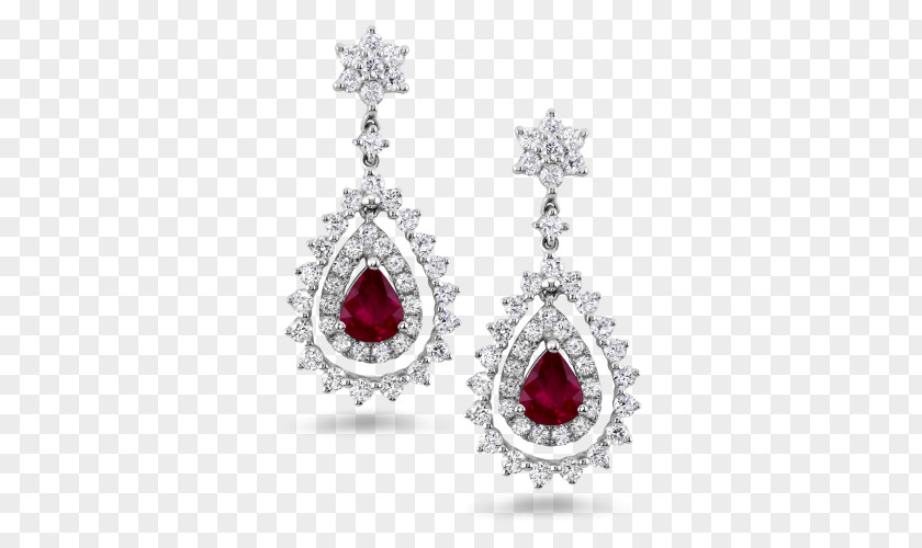 Earrings Earring Jewellery Ruby Gemstone Diamond PNG