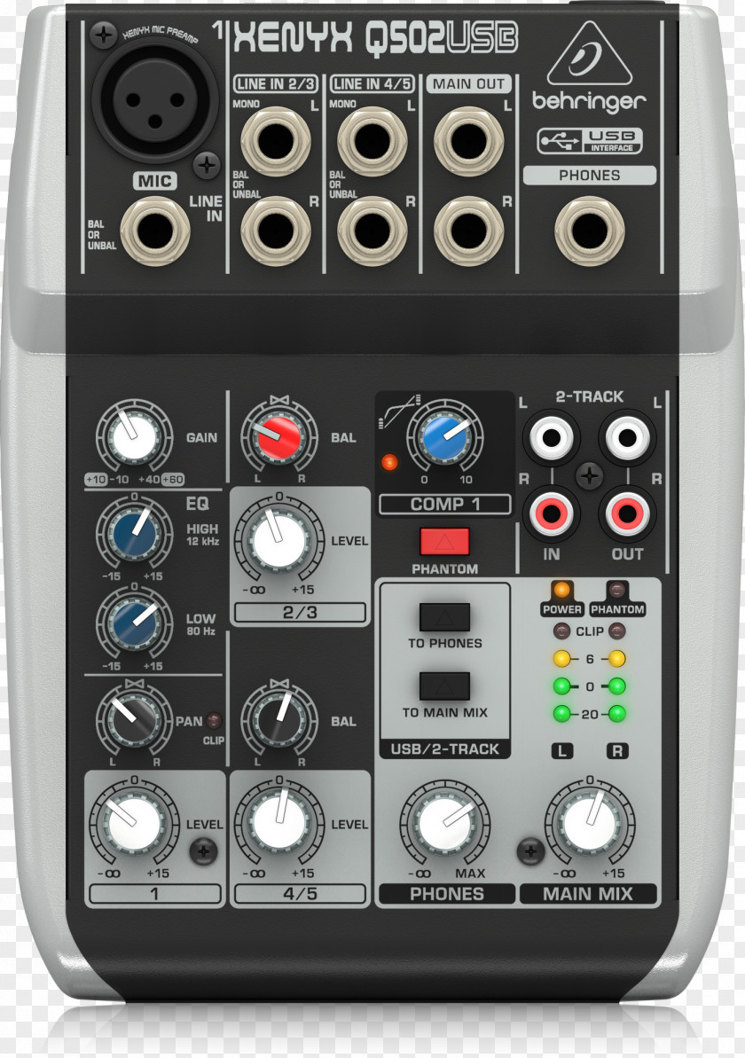 Microphone Behringer Xenyx Q502USB Audio Mixers Mixer PNG