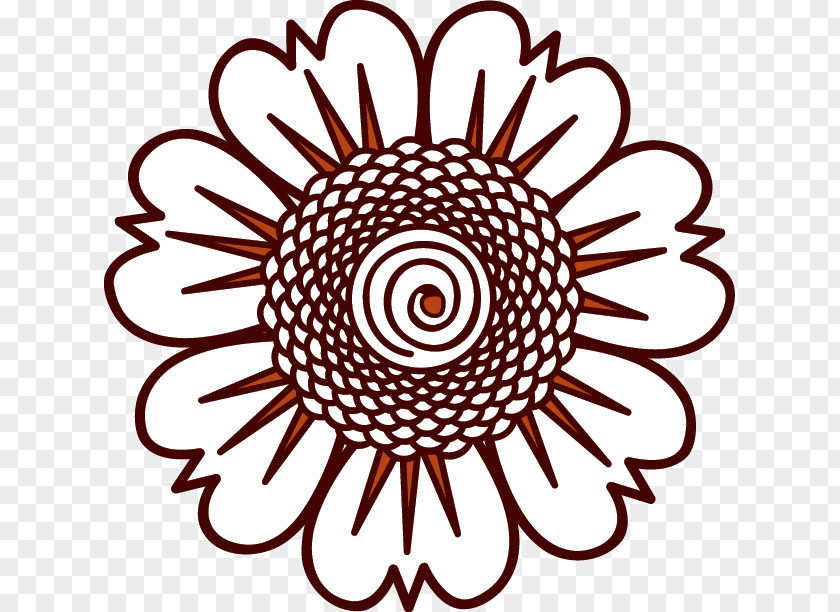 Symmetry Coloring Book Black And White Flower PNG