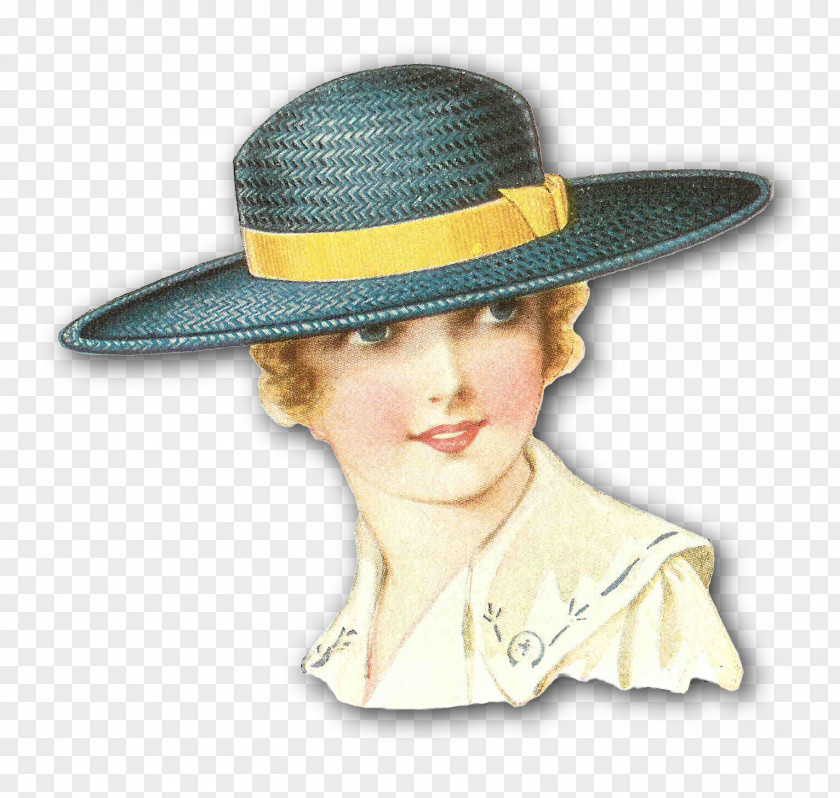 Vintage Edwardian Era Woman Hat Clip Art PNG