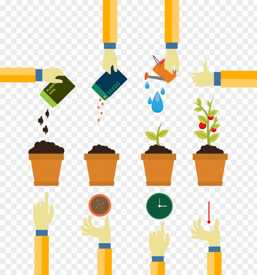 Flat Watering Sowing Clip Art PNG