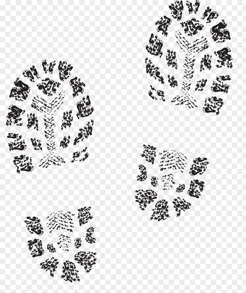Black And White Footprints Shoe Illustration PNG