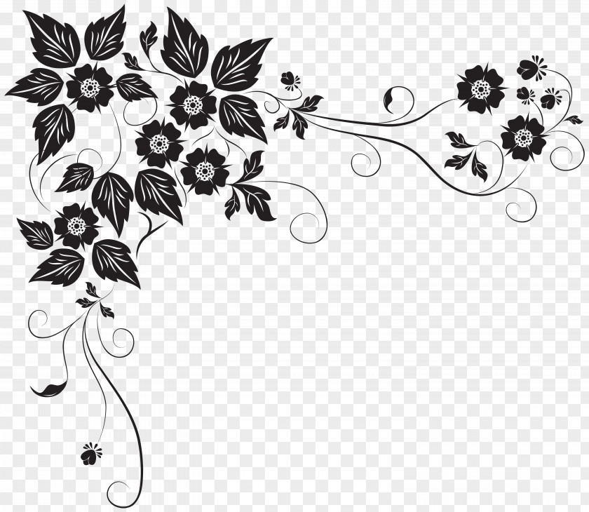 Black French Floral Border Picture Valentines Day Heart Clip Art PNG