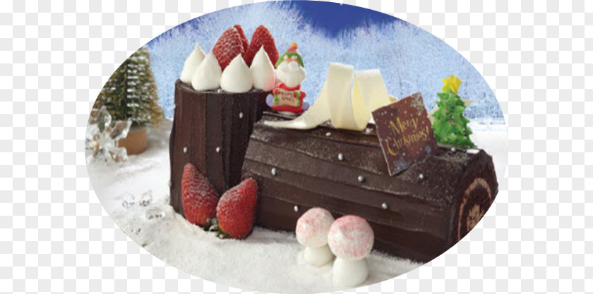 Christmas Cakes Chocolate Cake Yule Log Ganache Torte PNG