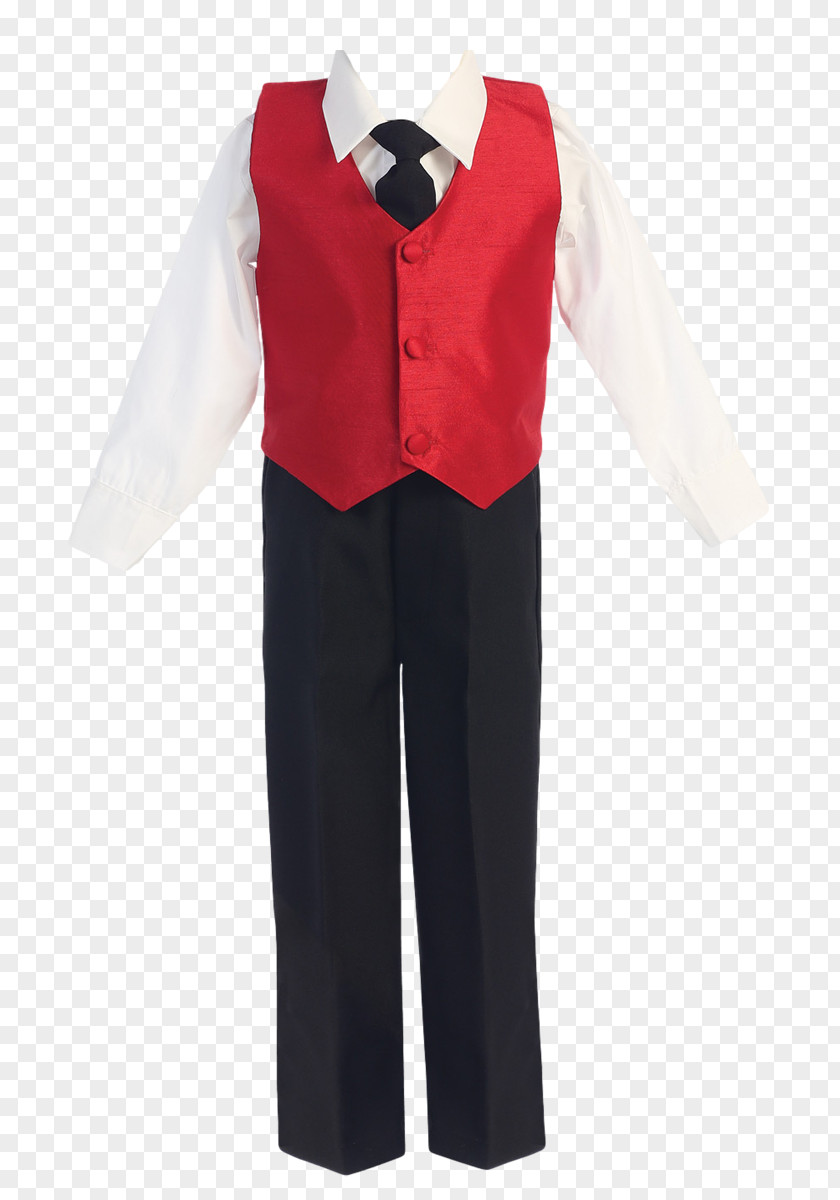 Red Silk Cloth Tuxedo Waistcoat Necktie Boy Suit PNG
