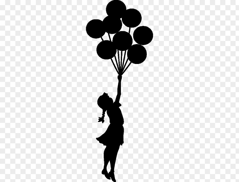 Balloon Silhouette Girl Banksy With Balloons Street Art Decal PNG