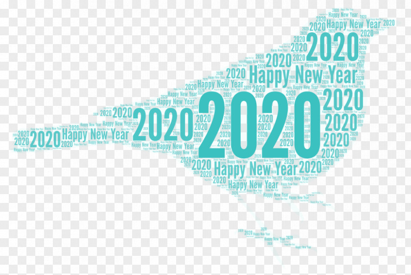 Teal Turquoise Happy New Year 2020 Text PNG