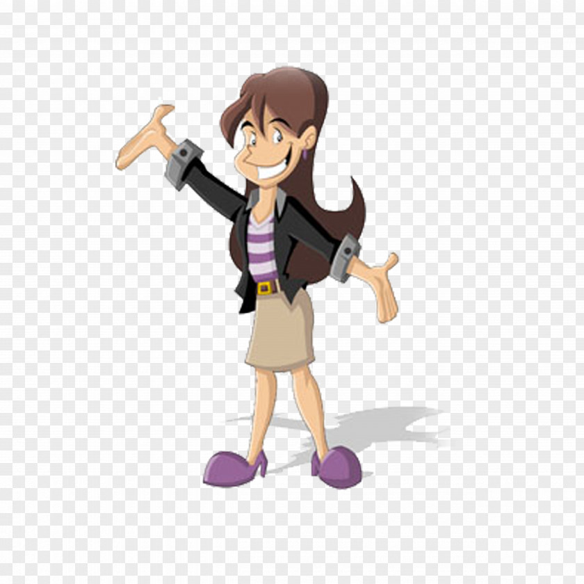 Cartoon Business Lady Welcome Gesture Royalty-free Illustration PNG