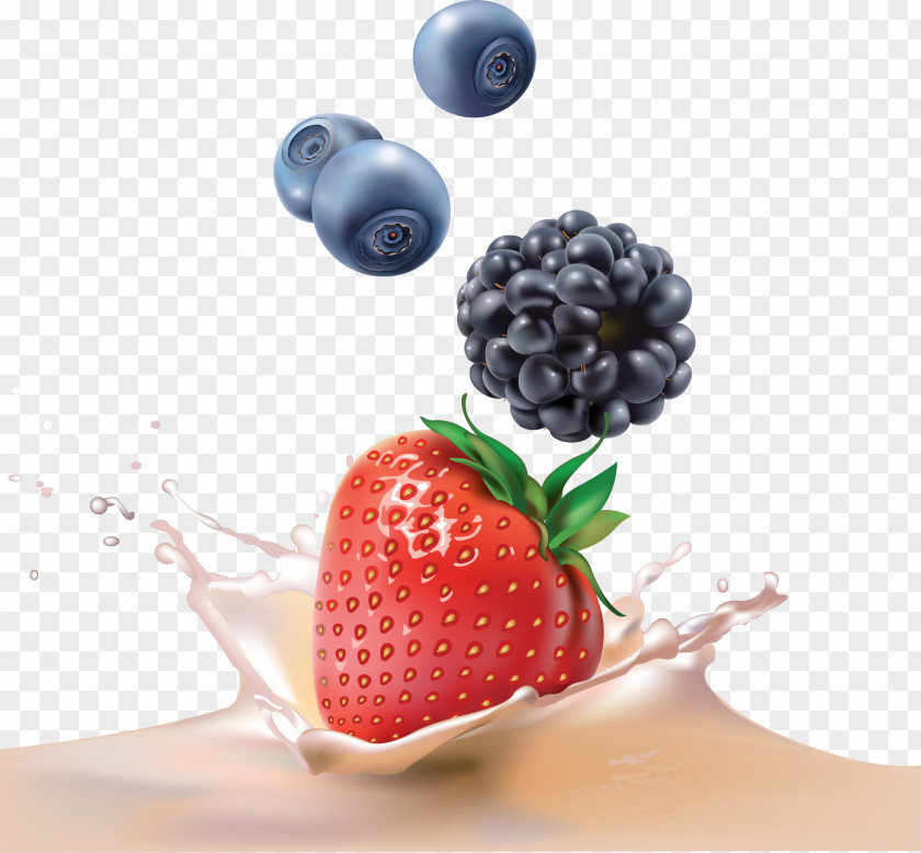 Yogurt Strawberry Milk Blueberry PNG