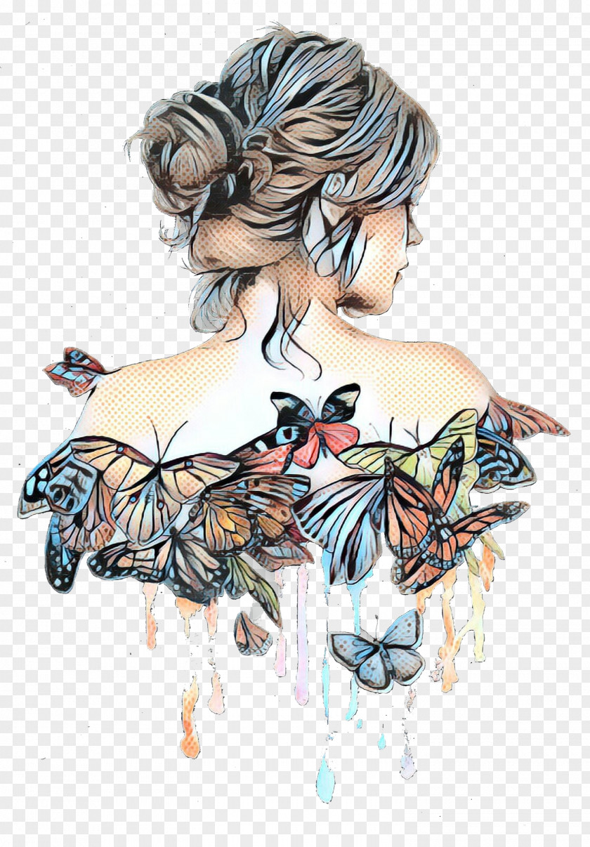 Back Temporary Tattoo Watercolor Butterfly Background PNG