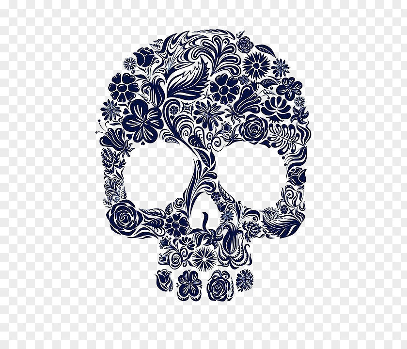 Blue Skull Pattern IPhone 5s T-shirt Flower Clothing PNG