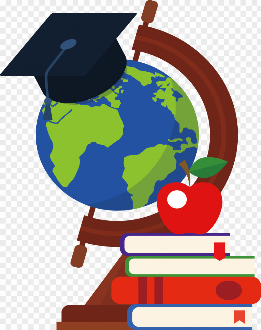 A Globe Worn With Bachelor Cap Clip Art PNG