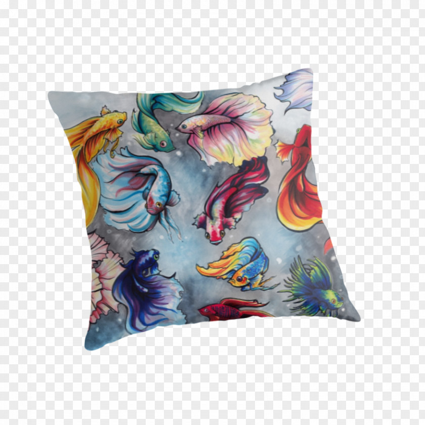 Betta Siamese Fighting Fish Cushion Throw Pillows Textile PNG