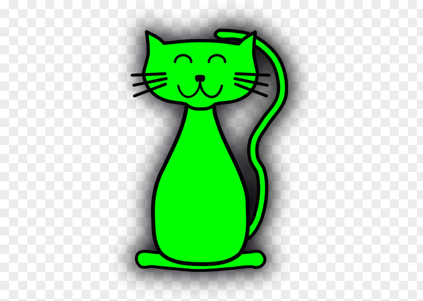 Green Tail Pink Cat Kitten Clip Art Vector Graphics PNG