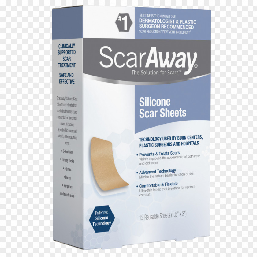 Scar ScarAway Silicone Sheets Hypertrophic Scaraway 1.5 X 3 Reusable Washable Keloid PNG